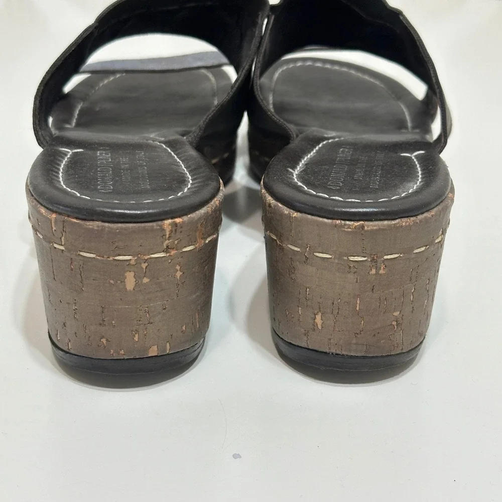 Donald J Pliner Shera‎ Wedge Slide Sandals Womens 10 Metallic Brown Cork 90s Y2K
